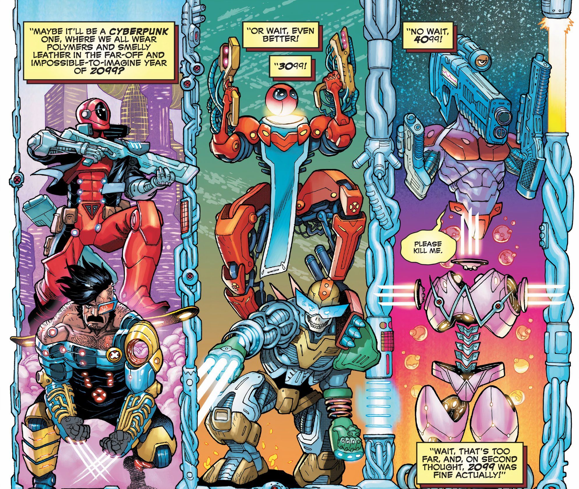 Arma X-Traction Parte Dois Variantes futuras de Wolverine e Deadpool até 2099,3099 e 4099