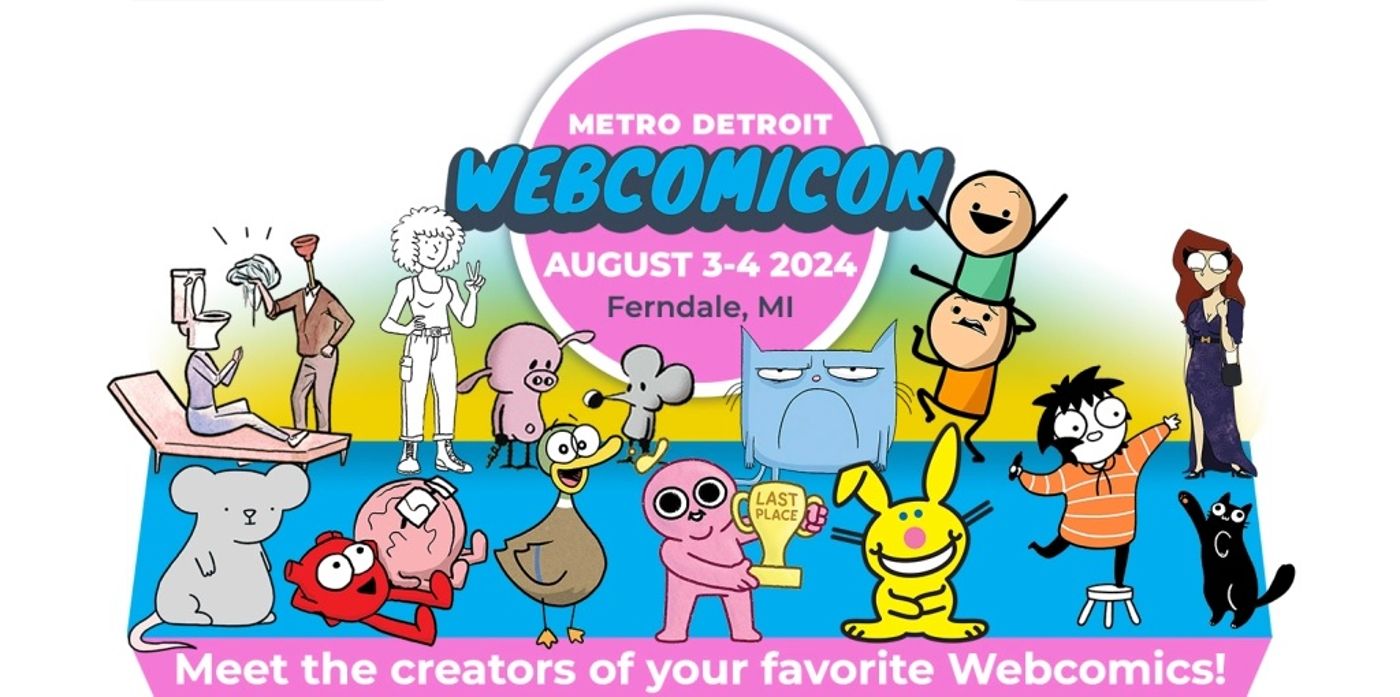 Webcomicon Wide Ad Apresentando Vários Criadores de Quadrinhos