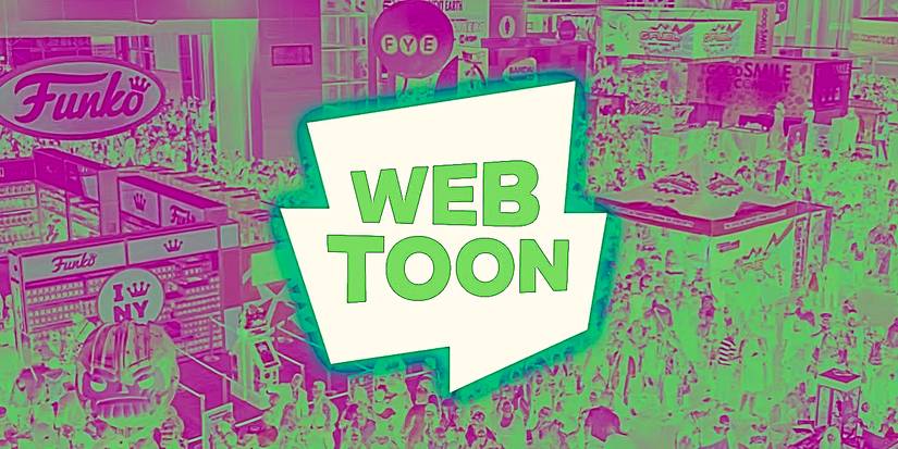 Webtoon Entertainment logo before an image of the NY Comicon