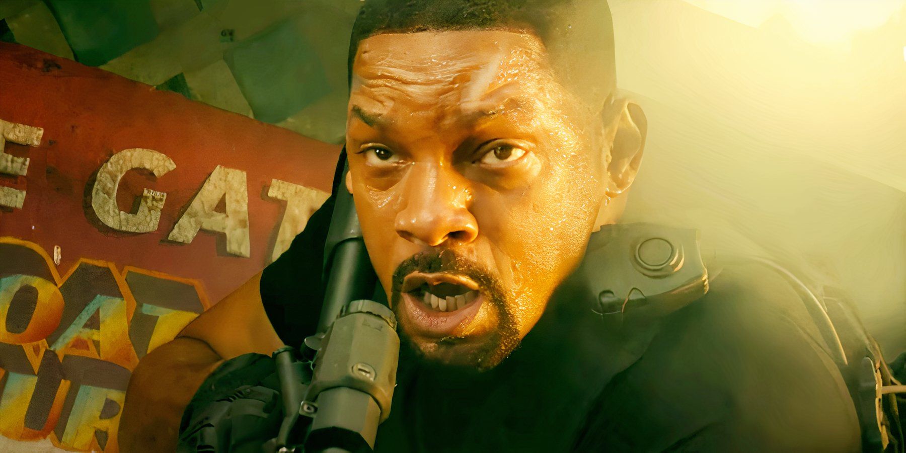 Will Smith as Mike Lowrey in the middle of a shootout in Bad Boys Ride or Die