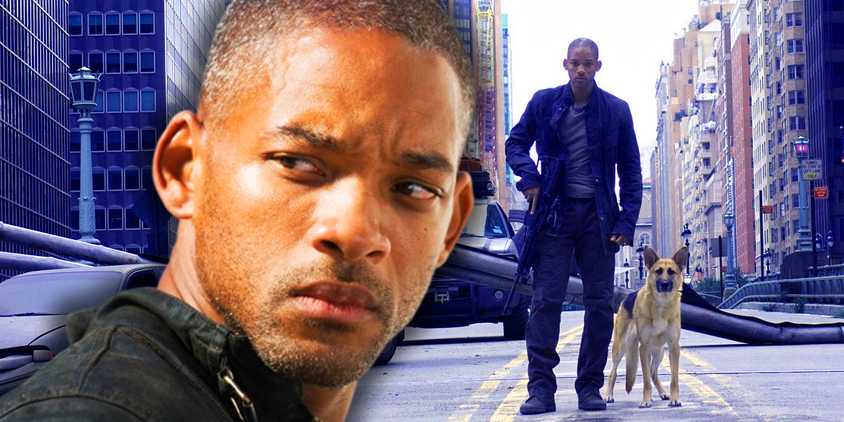 Will Smith in I Am Legend Standing Next to His Dog