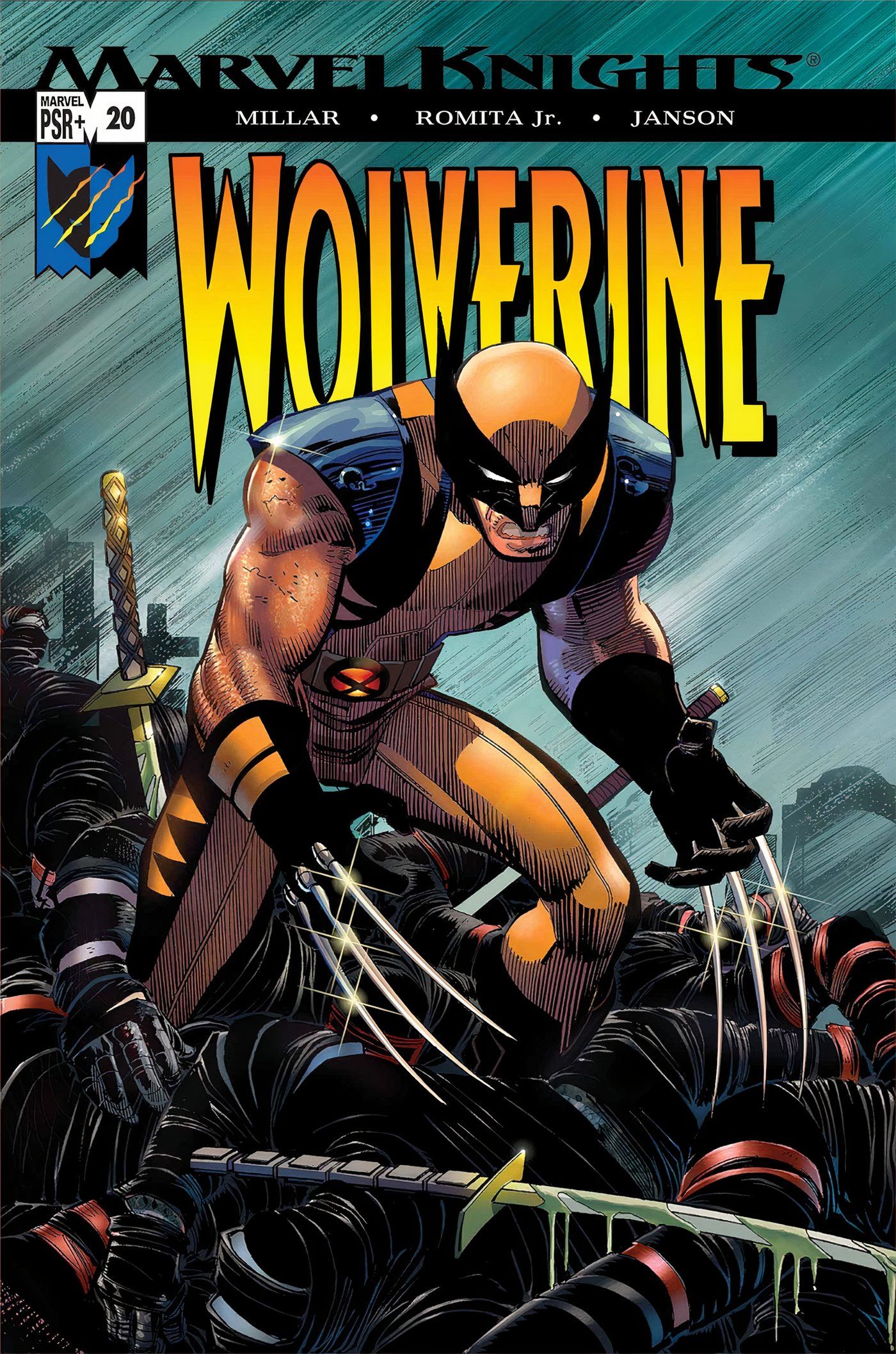 Wolverine #20 Enemy of the State Wolverine stands over mound of ninjas