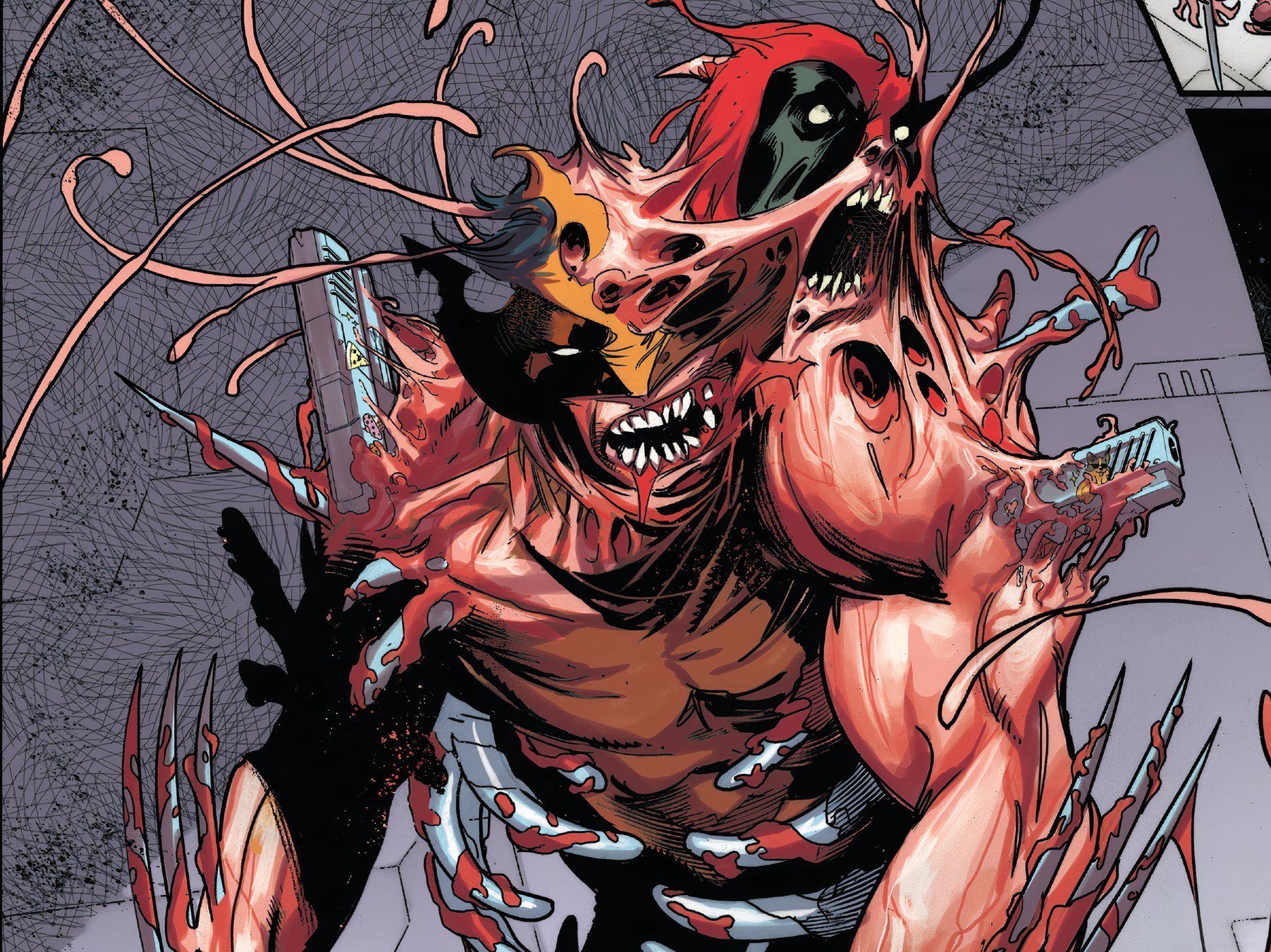 Deadpool and Wolverine are revived at the same time and merge into each other in a monstrous form.