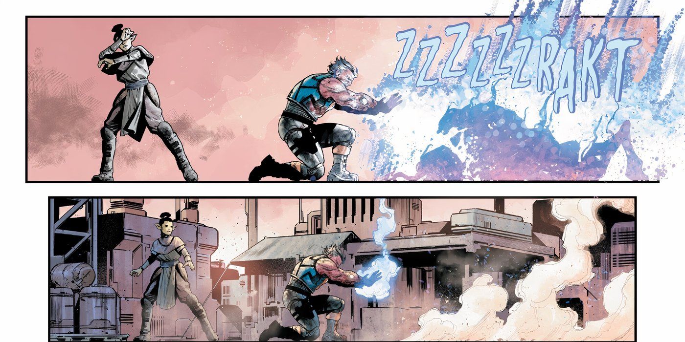 Wolverine matando um simbionte com seus poderes cósmicos Nova.