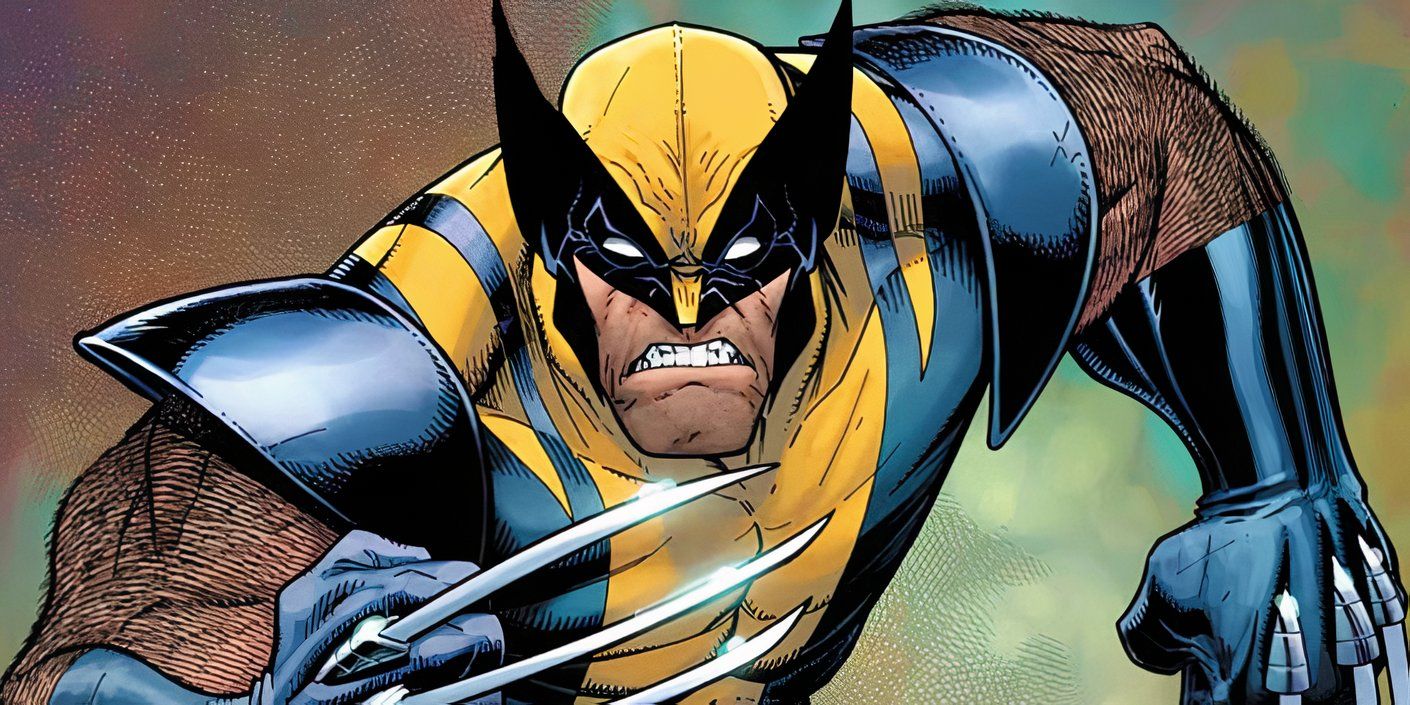 Wolverine's sneering and holding up his claws, which glint in the light.