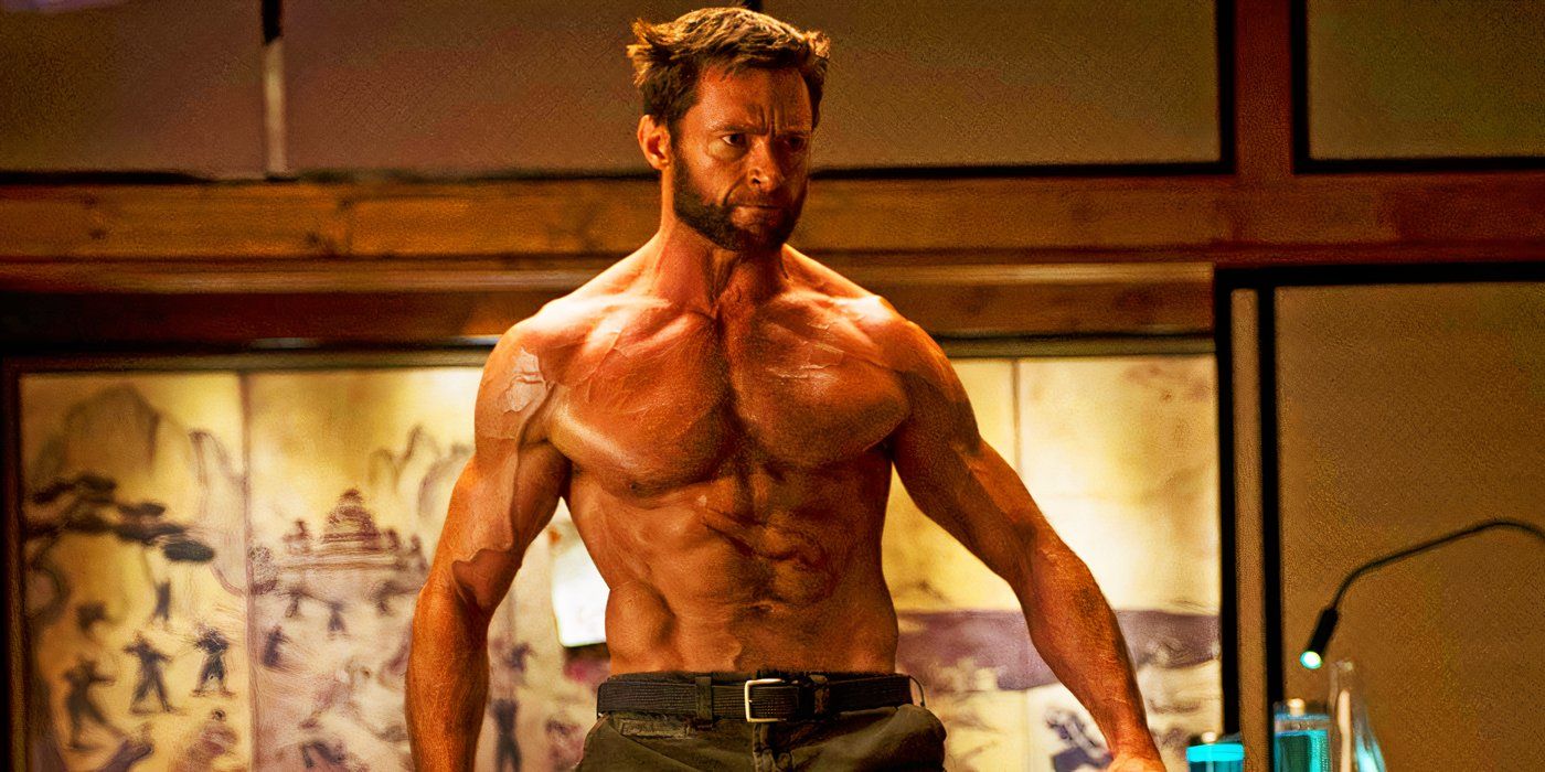 Wolverine showing off his muscles in The Wolverine