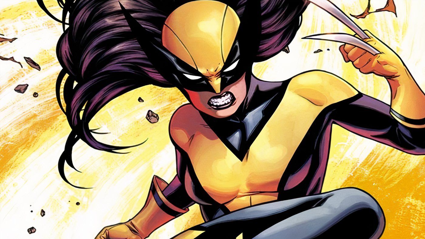 O Wolverine de Laura Kinney em seu terno amarelo e preto brandindo suas garras.