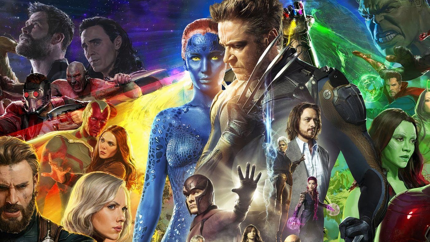 Live-action X-Men merged into an MCU poster with the Avengers.