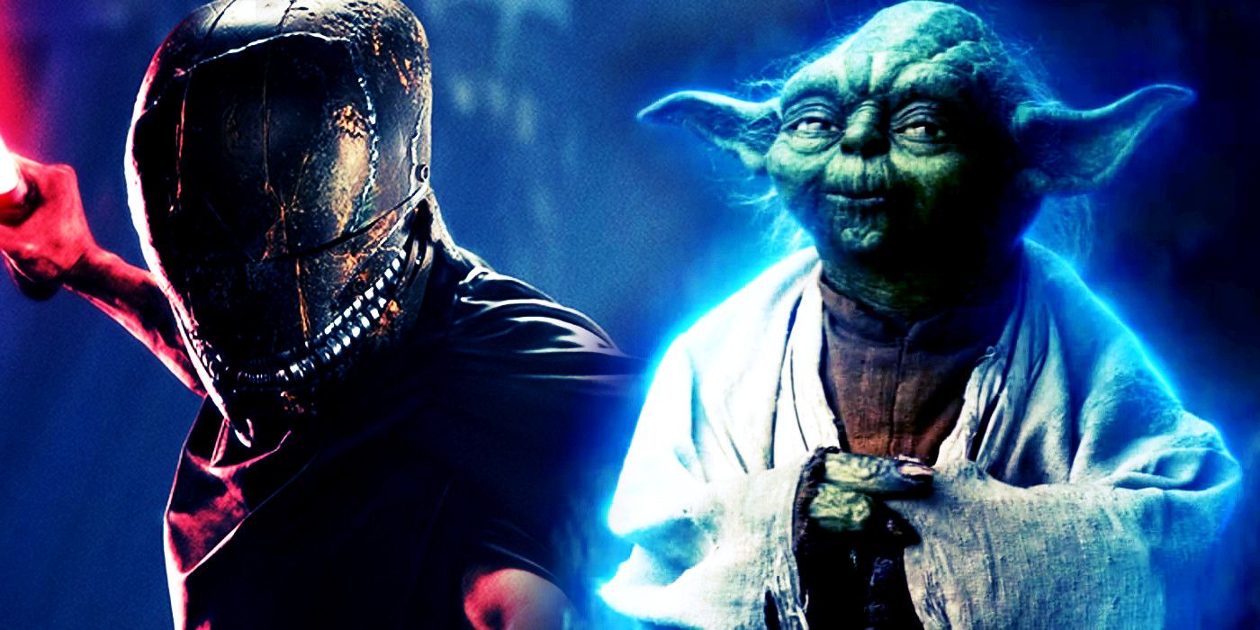 The Acolyte's Sith Lord on the left and Yoda on the right 