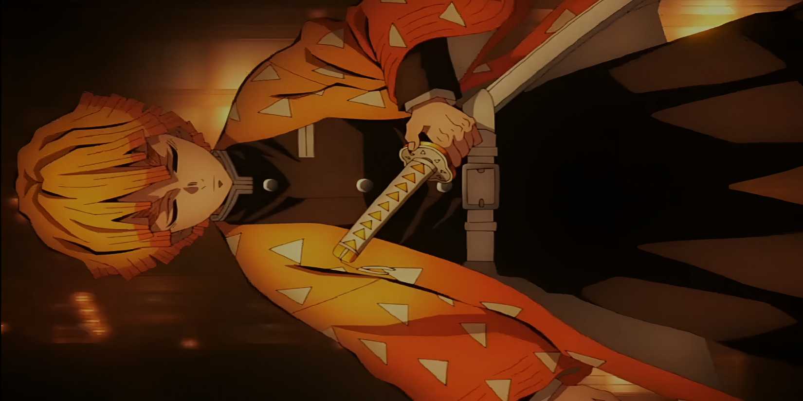 zenitsu falling in the infinity castle demon slayer