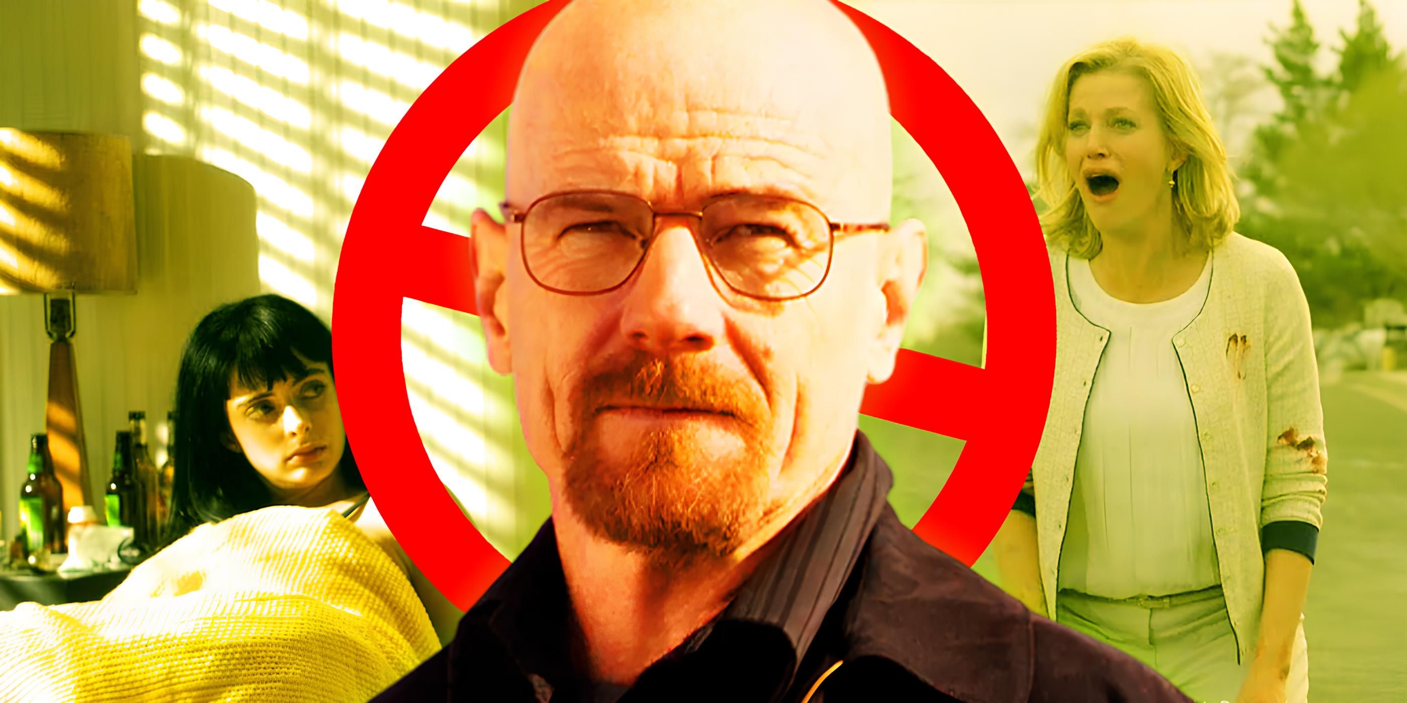 Bryan Cranston as Walter White in Breaking Bad in front of other characters