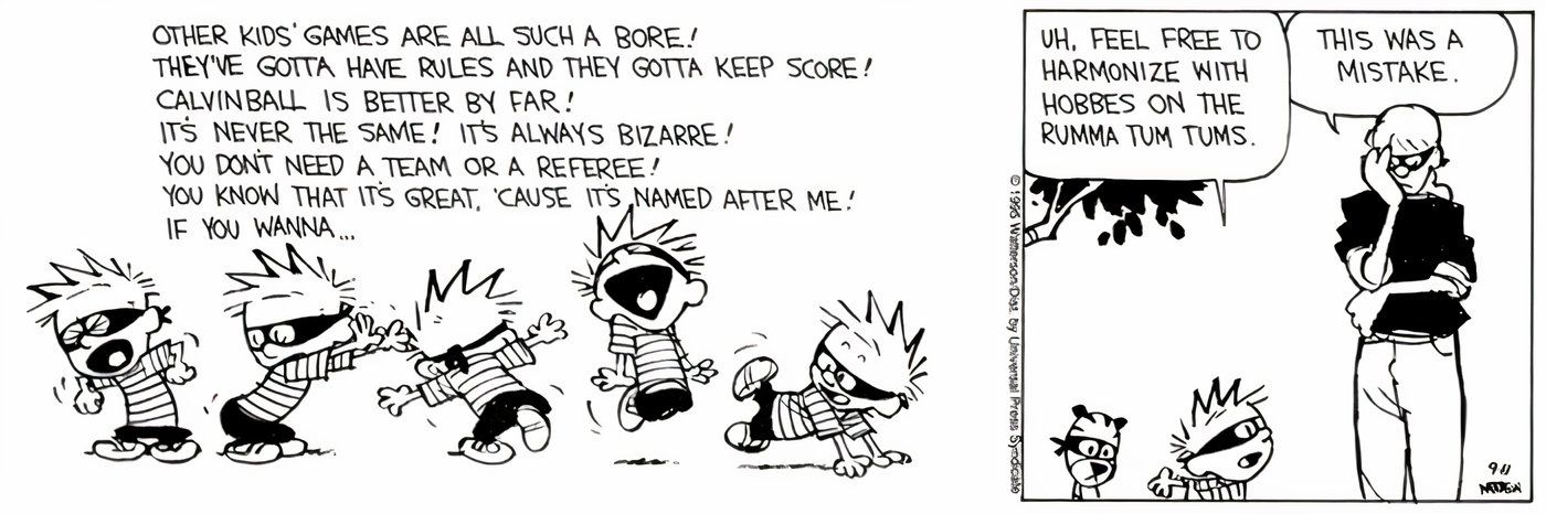 A babá de Calvin se arrepende de ter jogado Calvinball com ele.