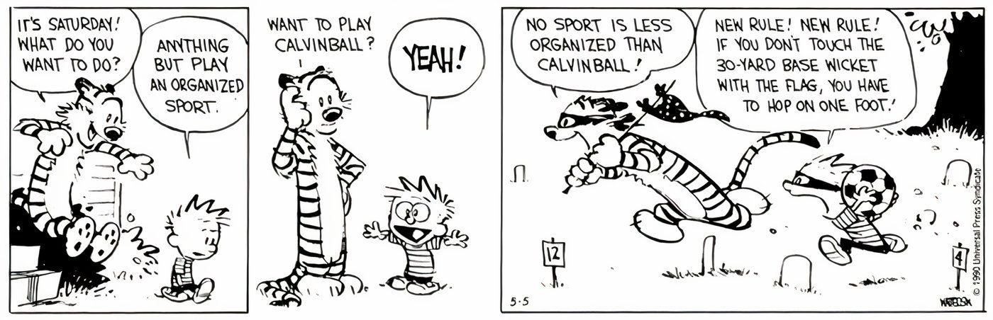 Calvin e Haroldo jogando Calvinball.