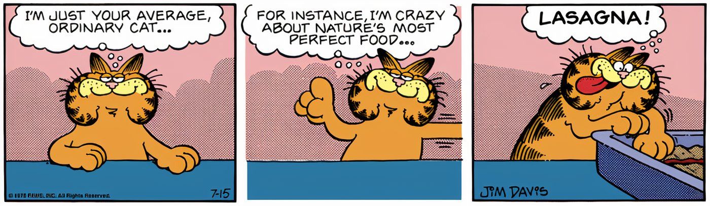 Garfield admitió que le gusta la lasaña por primera vez.