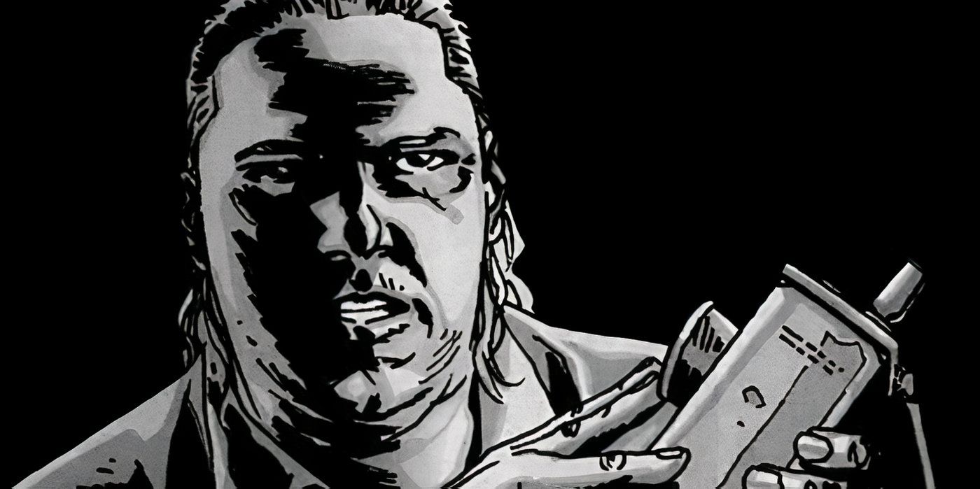 Eugene Porter holding a small device in The Walking Dead comic.