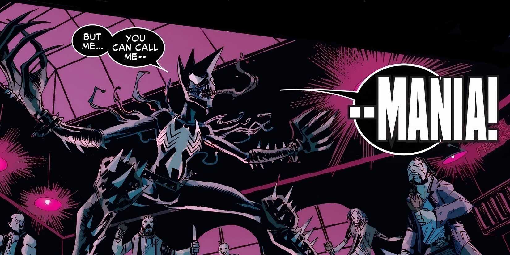 Mania adopts a monstrous form, terrifying her opponents.