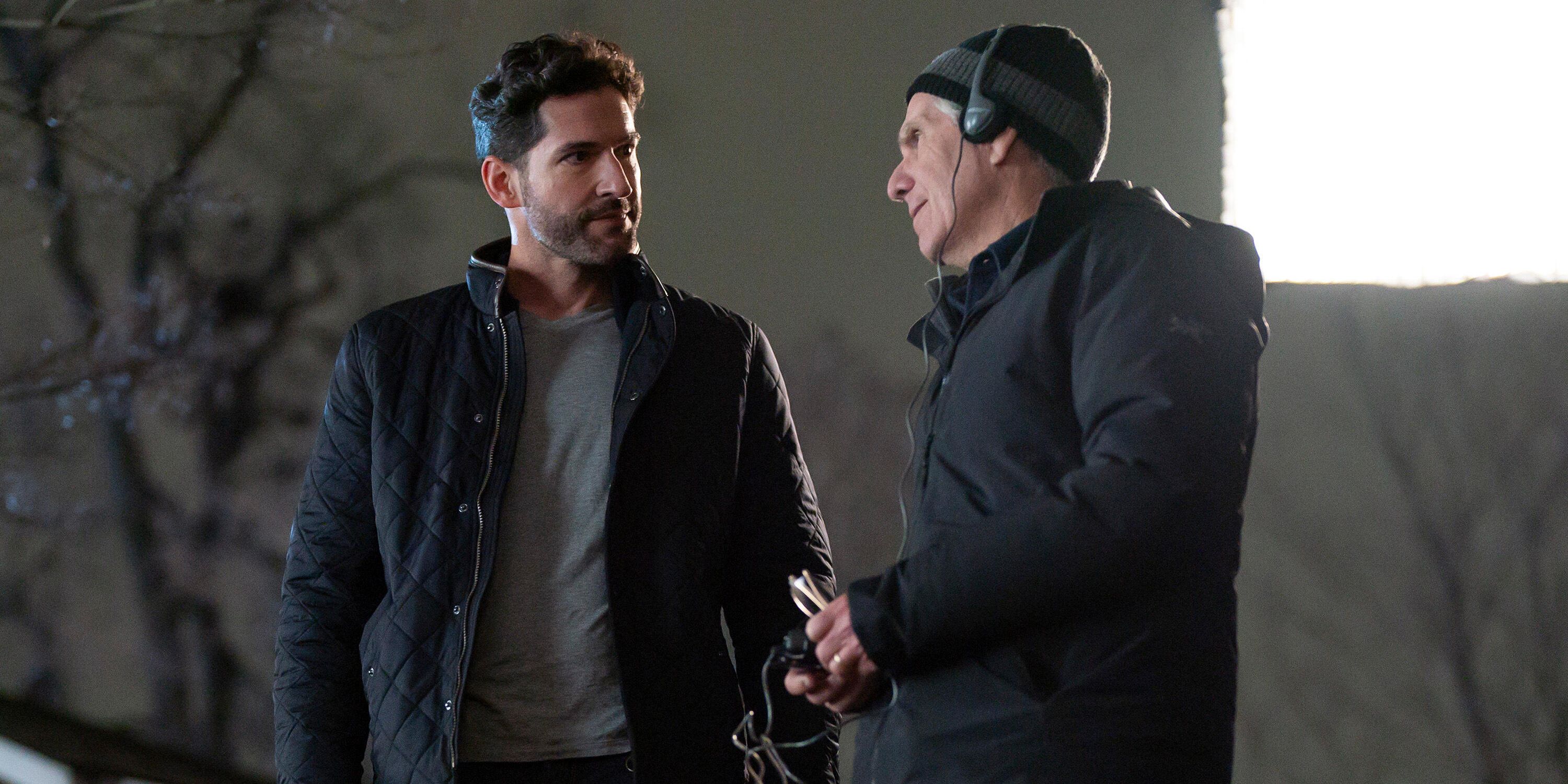 Tom Ellis behind the scenes of the second season of Tell Me Lies.