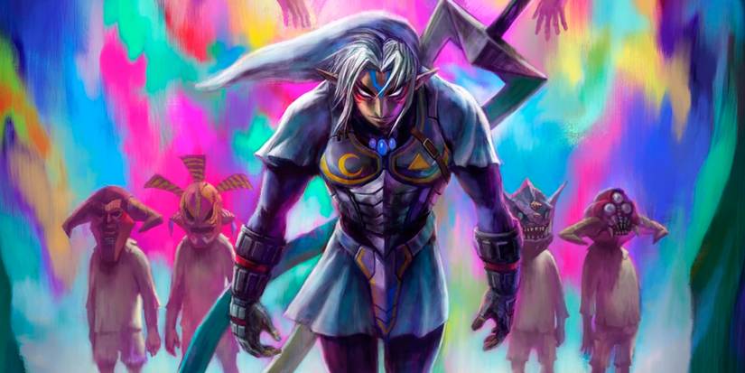 Fierce Deity Link with the Moon kids in the background