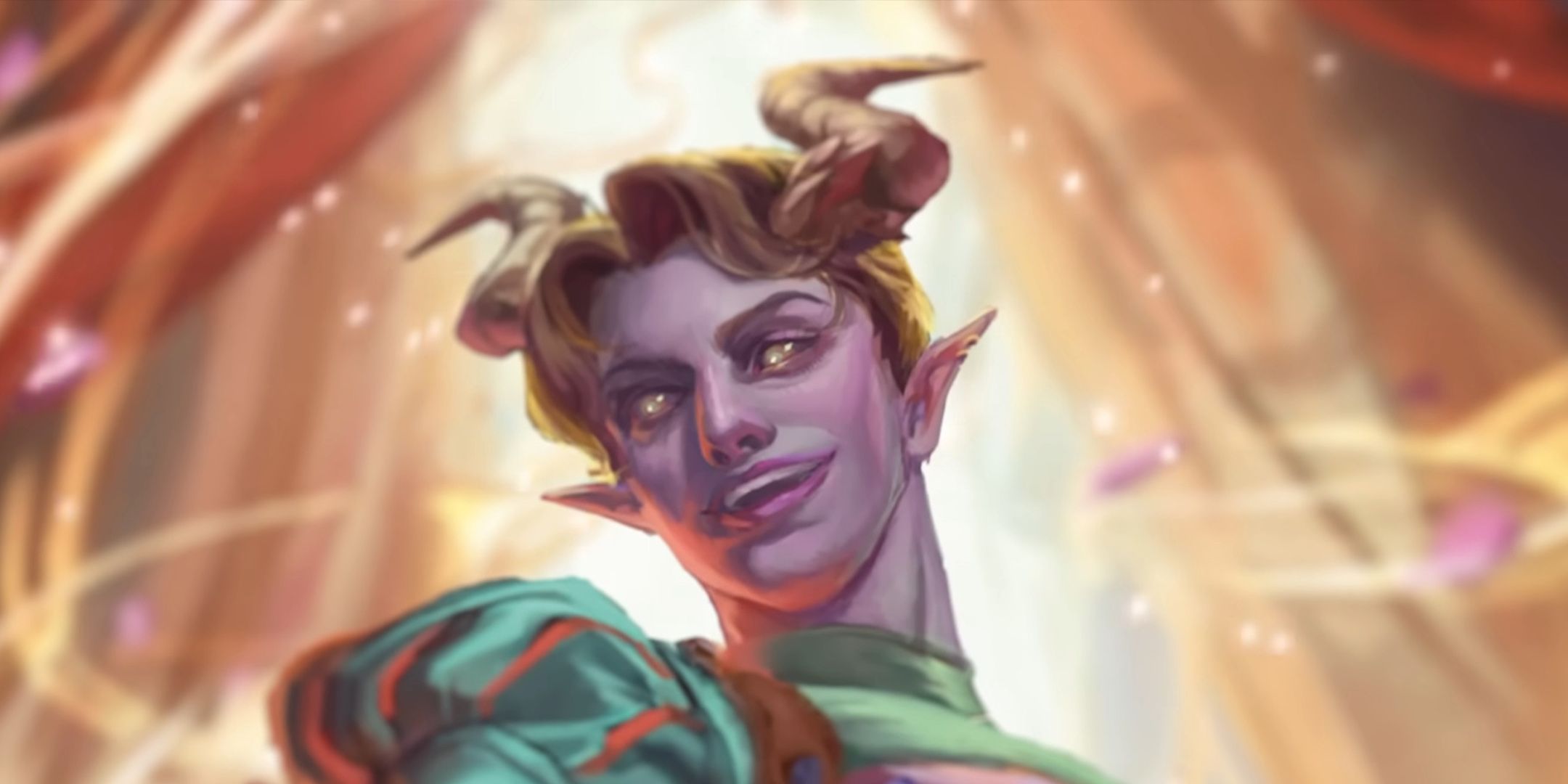 A smiling tiefling Bard in the 2024 D&D Player's Handbook.