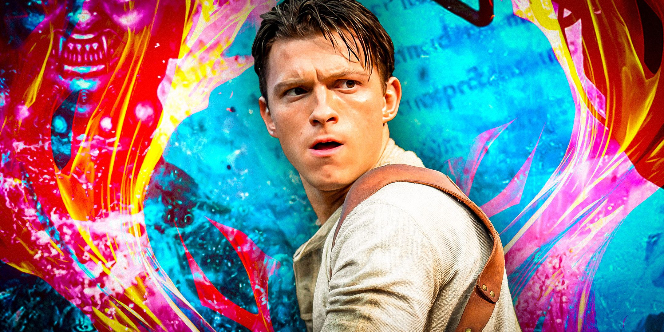 A custom image of Tom Holland as Nathan Drake in Uncharted