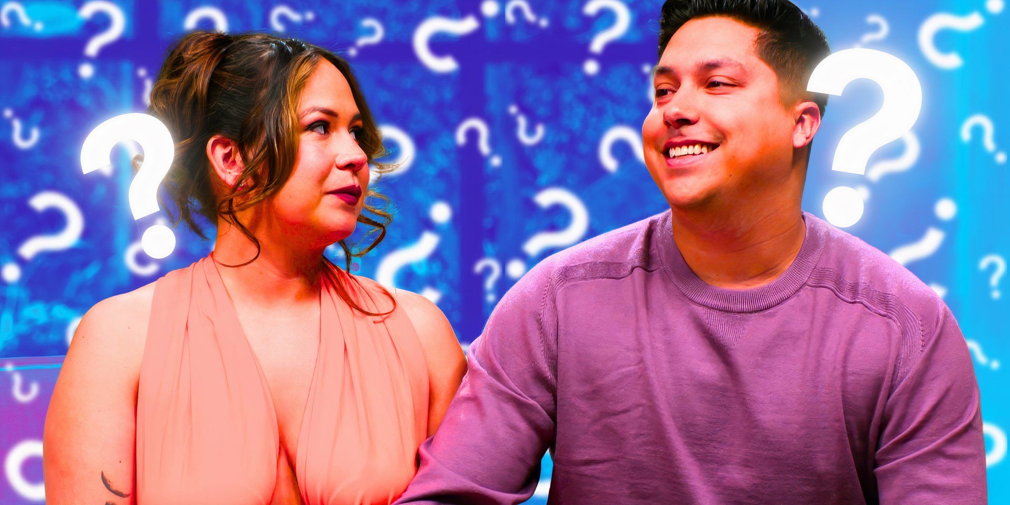 90 Day Fiancé Liz Woods and boyfriend Jayson Zuniga holding hands at Tell All