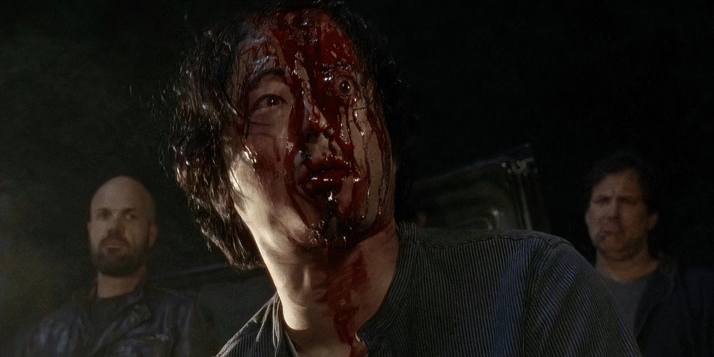 A bloody Glenn in The Walking Dead