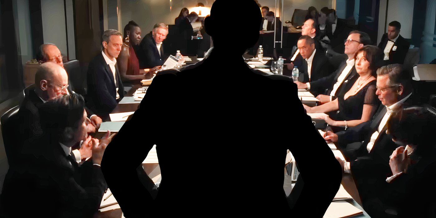 A Dark Silhouette in Front of a Conference Table in Industry Season 3