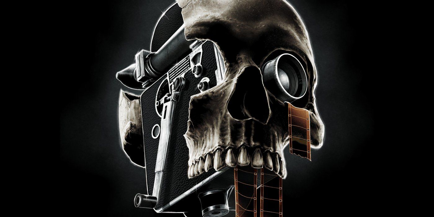 A Skull Blended with a Movie Camera on the Cursed Films Poster