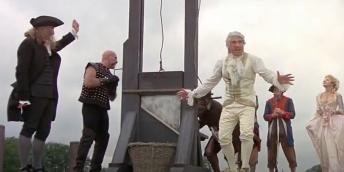 Mel Brooks as King Louis XVI facing the guillotine in History of the World, Part I