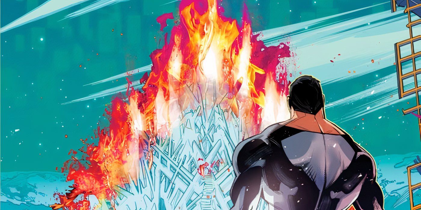 Absolute Power #3 Superman and fortress of solitude destroyed burning