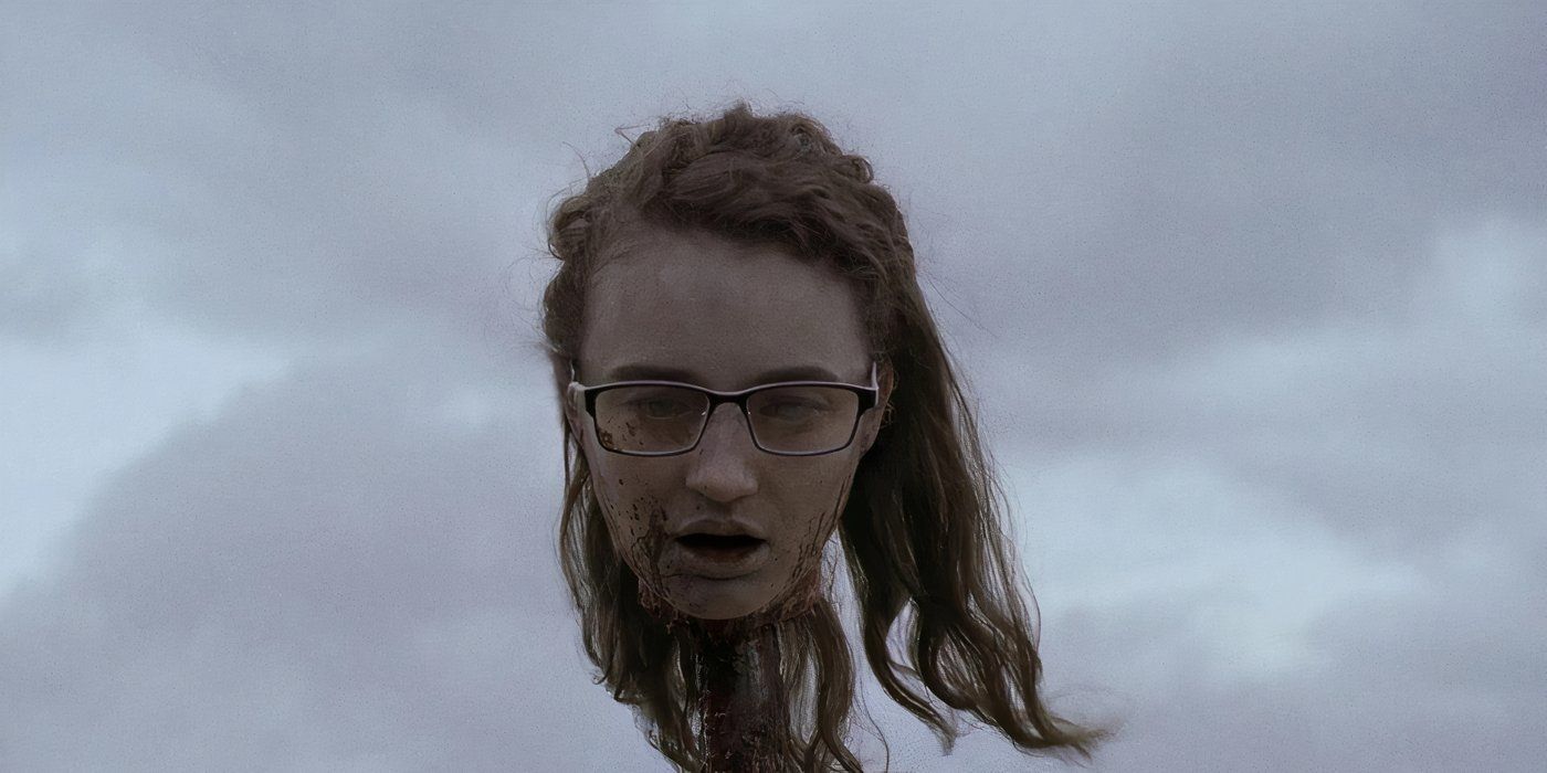 Adeline's head on a pike in the World's Fair episode of The Walking Dead