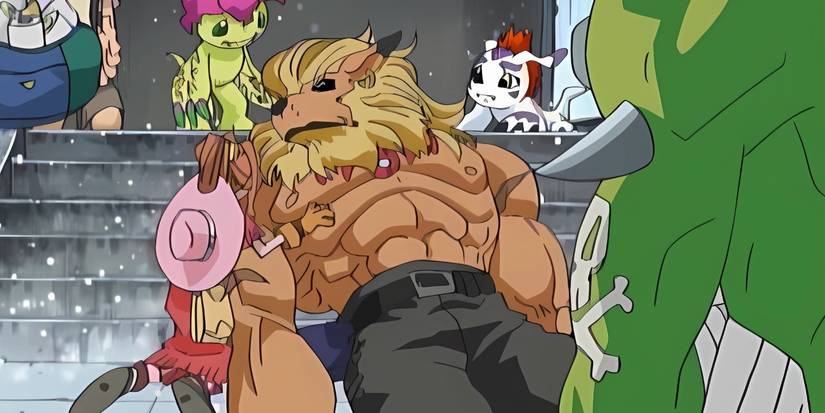 The Adventure version of Leomon dies after being attacked by MetalEtemon.