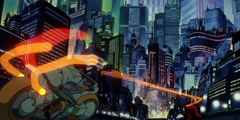 Akira - SH๏τ of cityscape and motorcycles