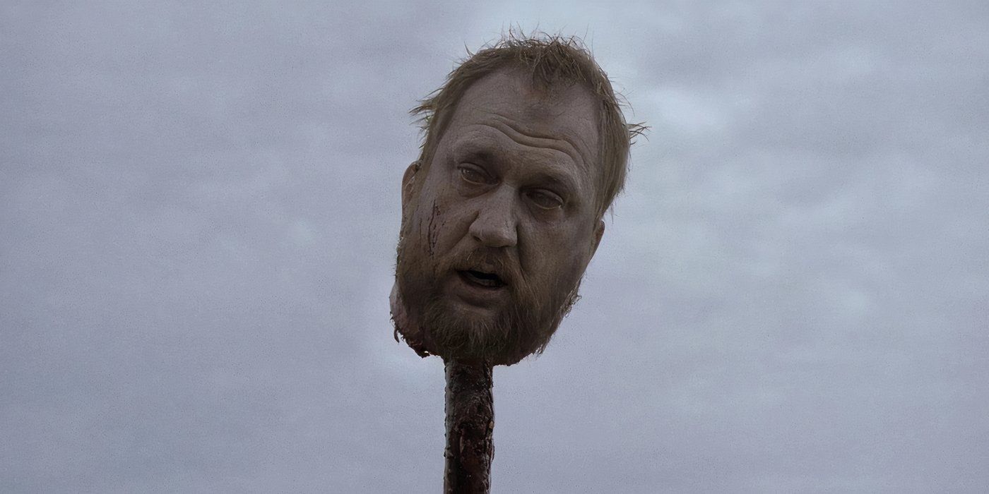 Alek's head on a pike in the World's Fair episode of The Walking Dead