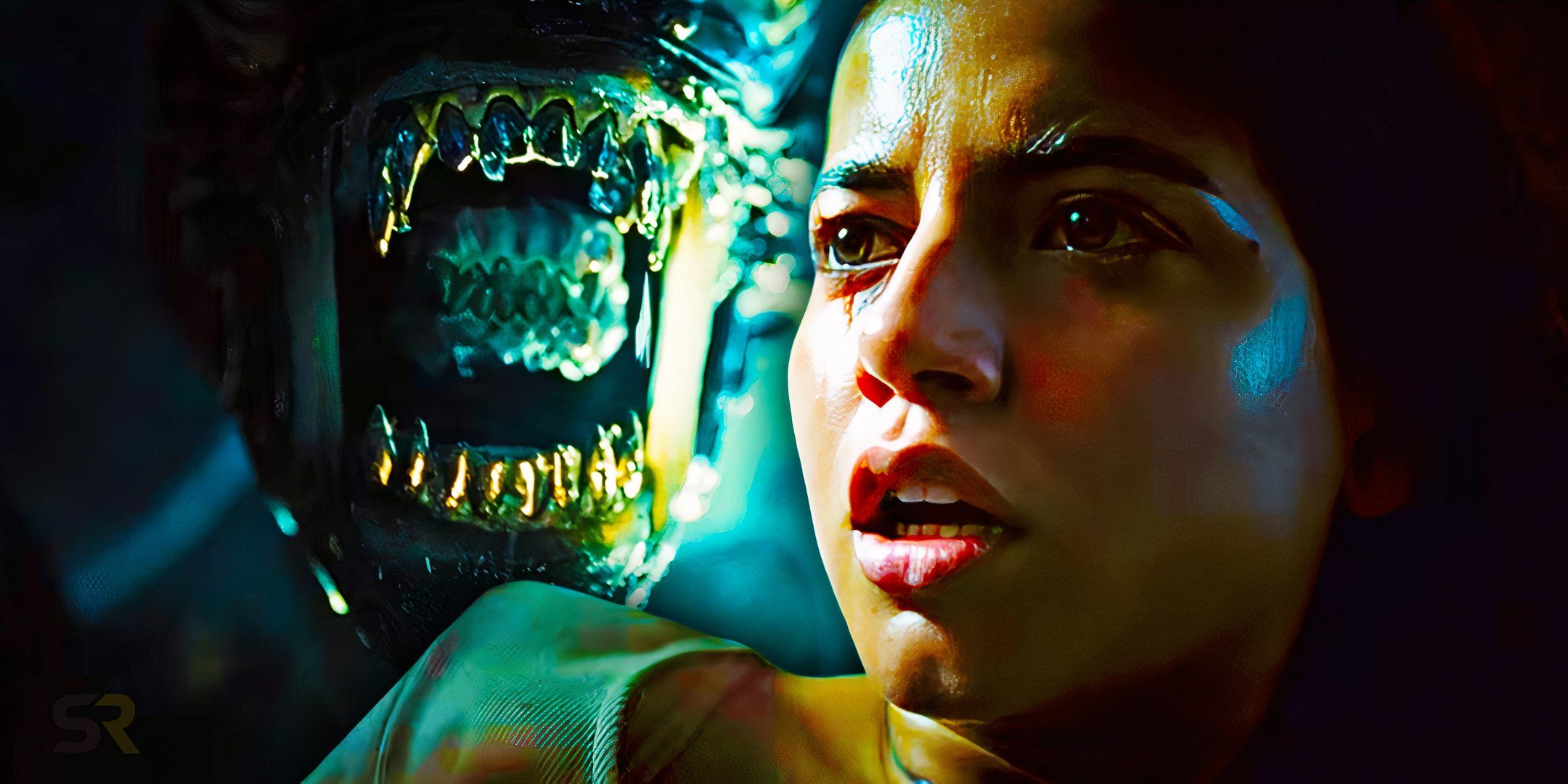 Rain stares at a xenomorph in Alien: Romulus