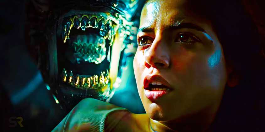 Rain staring at a Xenomorph in Alien: Romulus