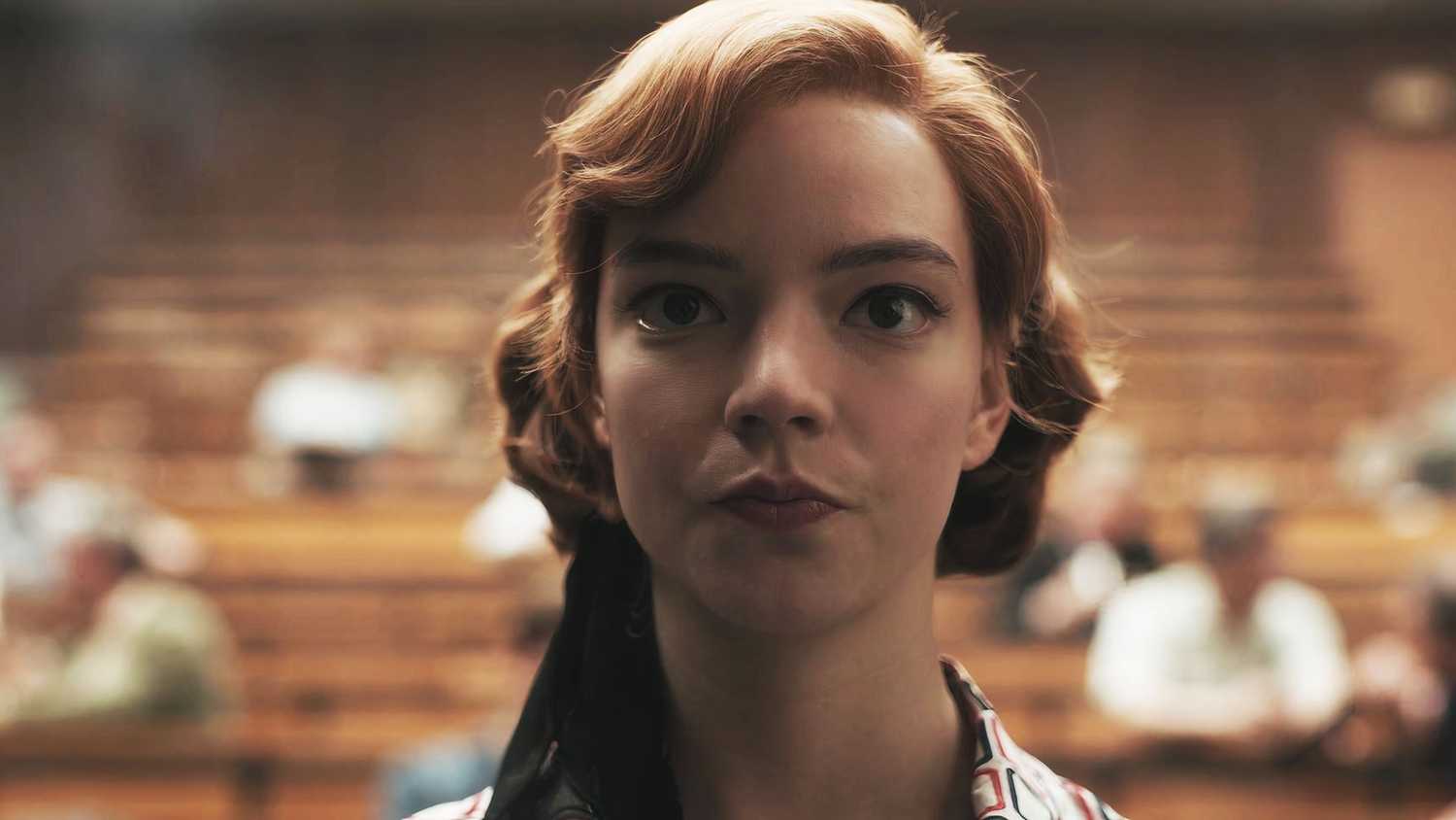 Beth Harmon (Anya Taylor-Joy) looking determined in The Queen's Gambit