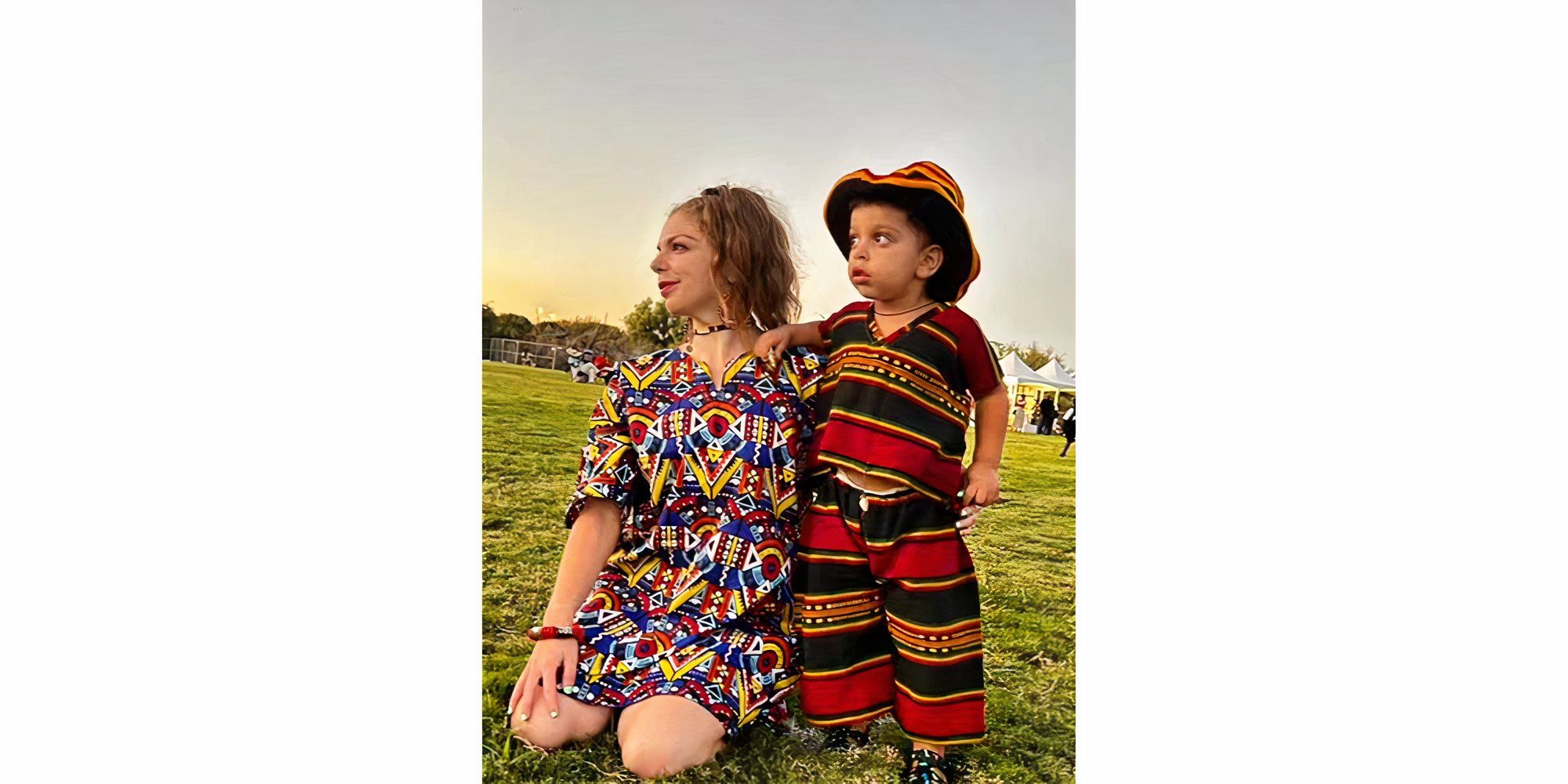 Ariela Weinberg in 90 Day Fiance with son Aviel in park wearing Ethiopian clothes