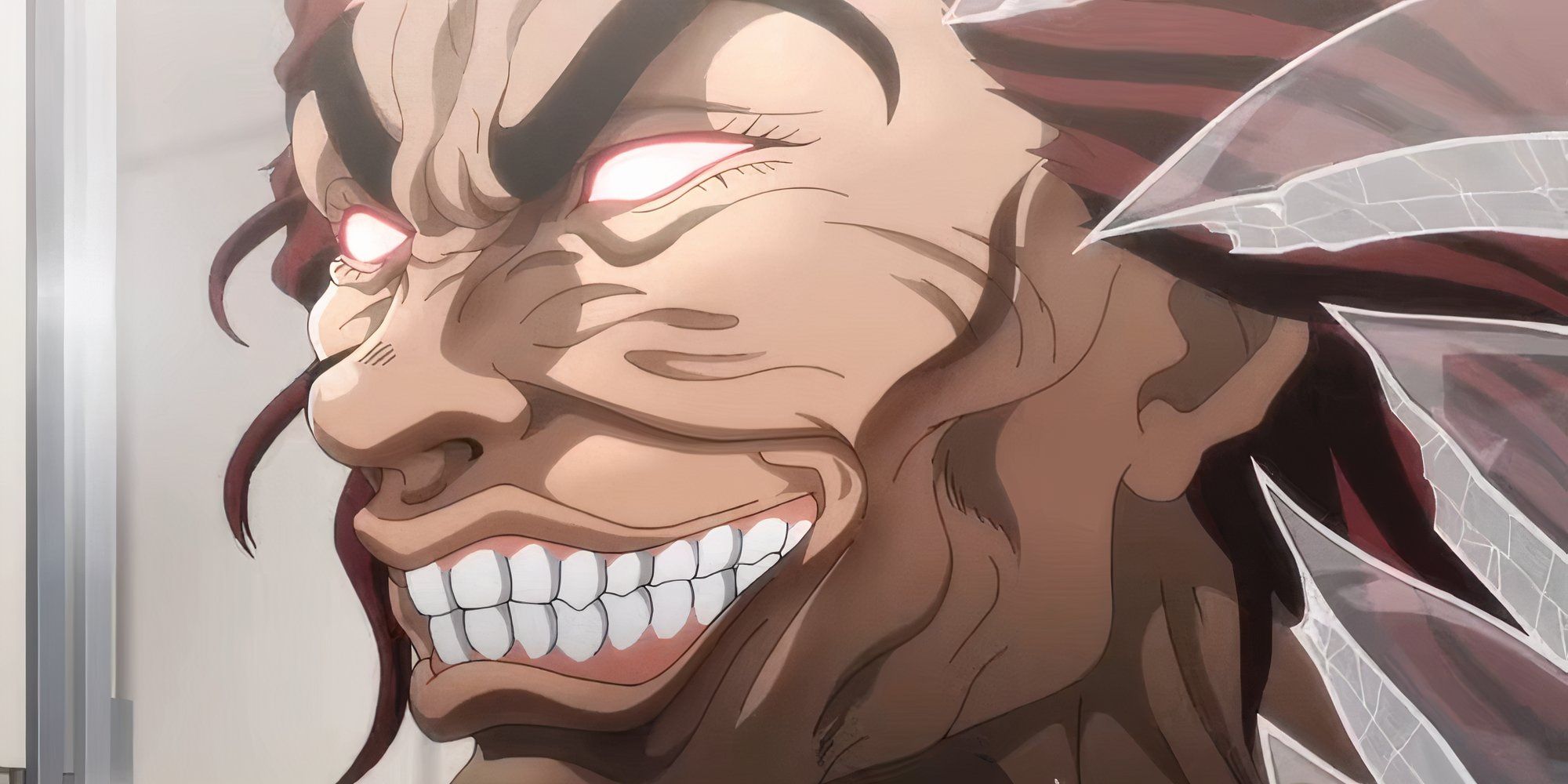Baki Yujiro walks through glass on his way to meet Pickle for the first time
