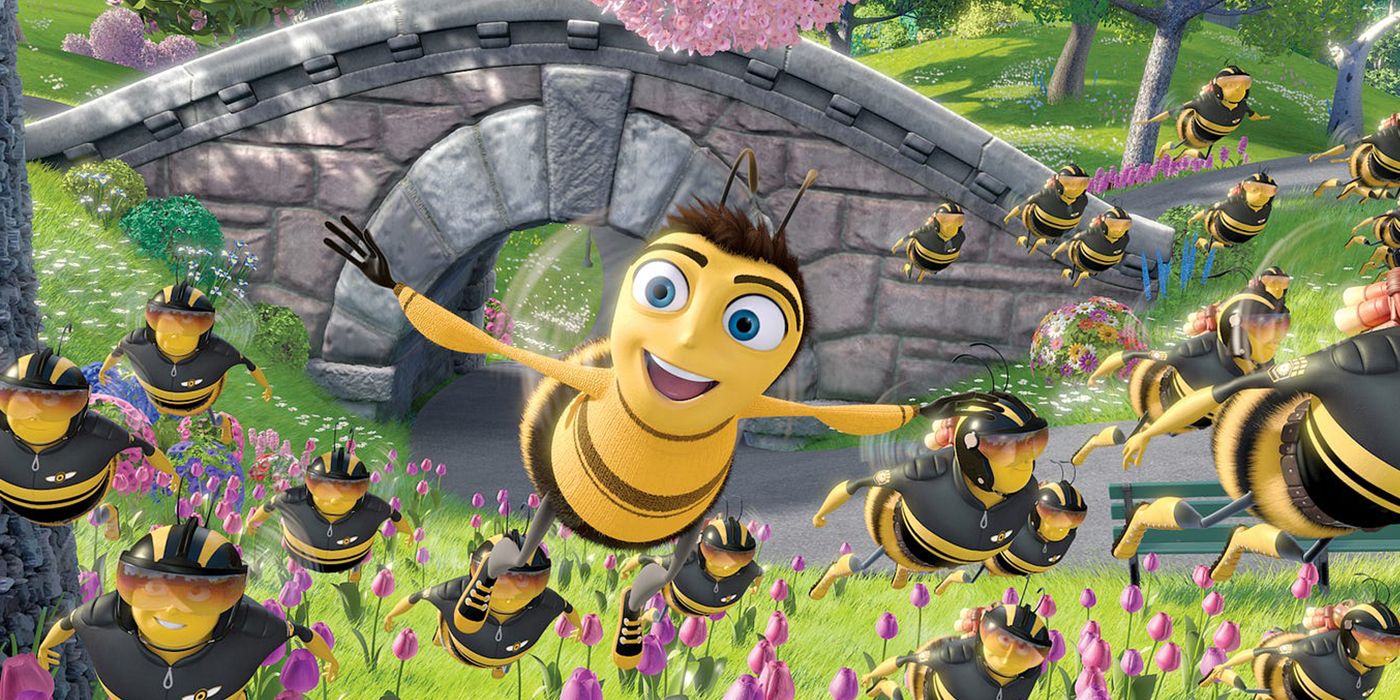 barry benson and more bees flying in the Bee Movie (2007)