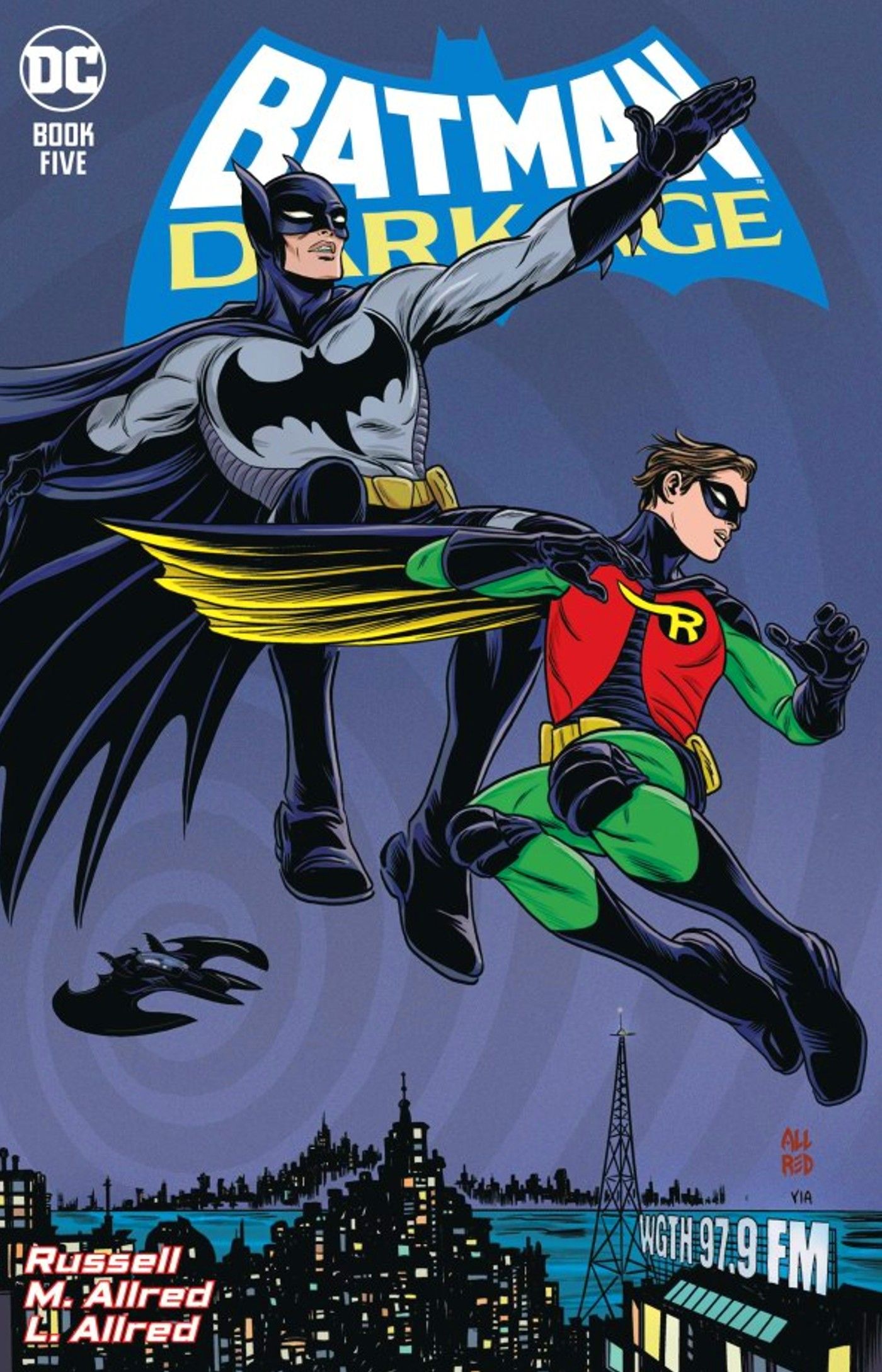 capa do livro 5 da era das trevas do batman mostrando o batman e o robin saltando no ar