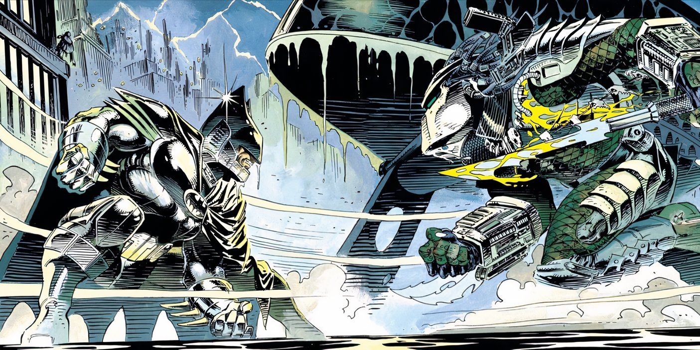 Batman Facing Off Against The Predator
