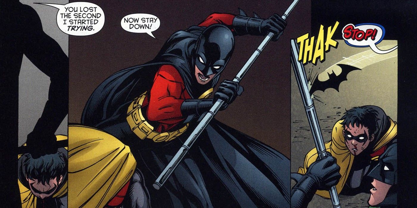 Batman interrupts Red Robin Tim Drake vs Damian Wayne