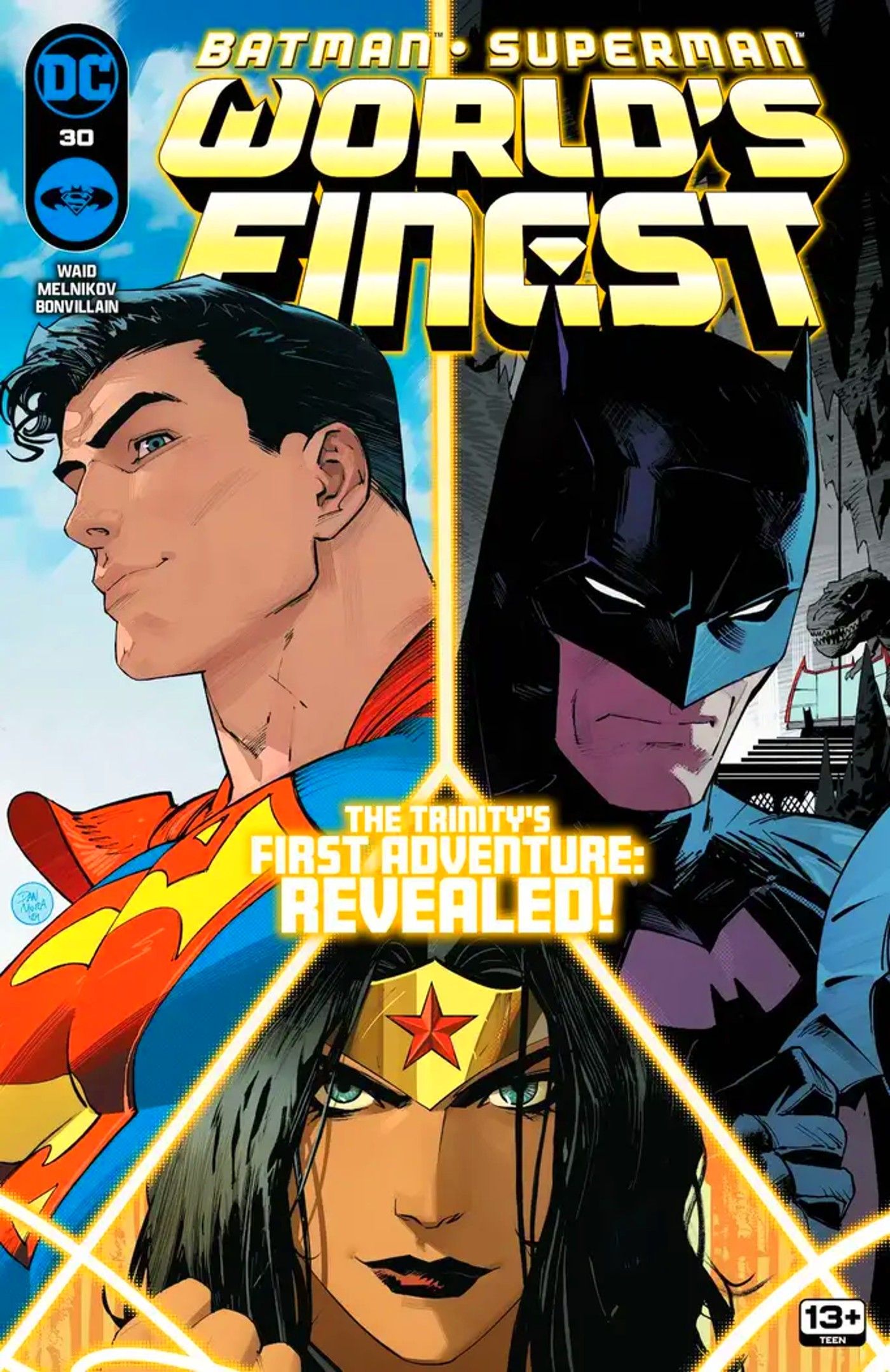 Batman Superman world's best cover with the Trinity