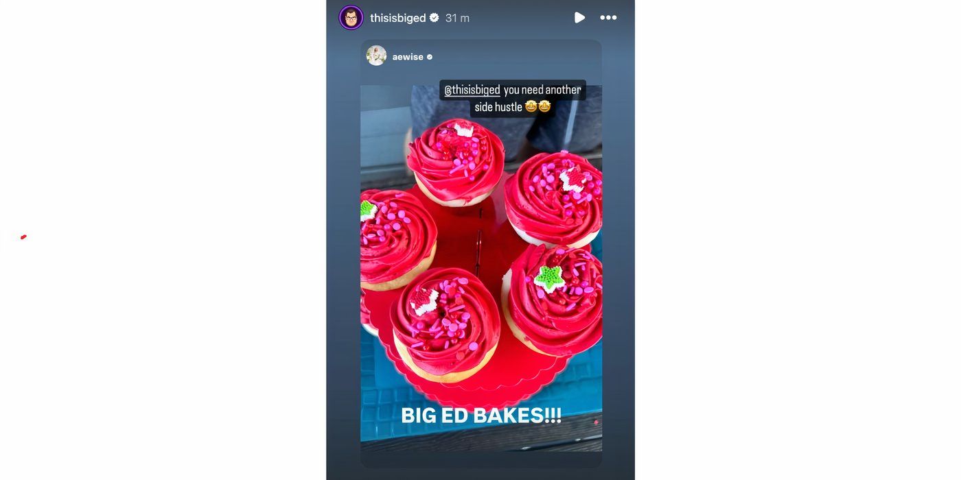 Big Ed Brown in 90 Day Fiance on IG reposting photo of cupcakes baked by him