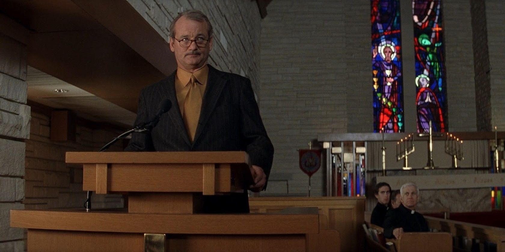 Bill Murray fazendo um discurso de formatura em Rushmore