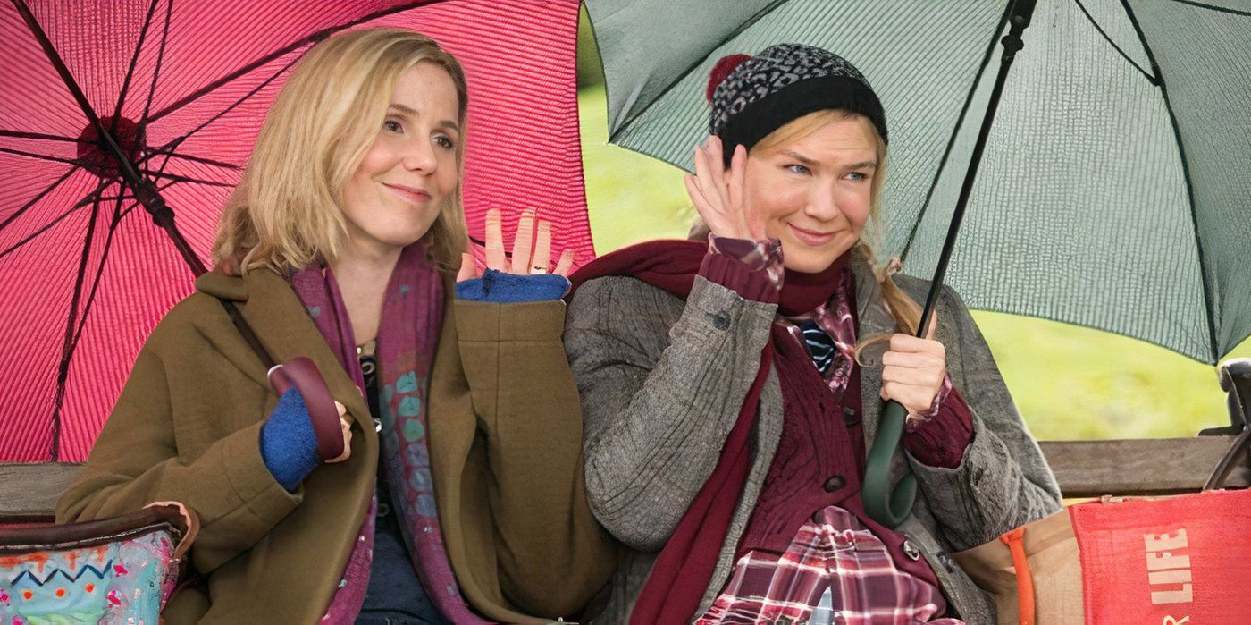 Shazzer and Bridget sit on a bench in Bridget Jones' Baby