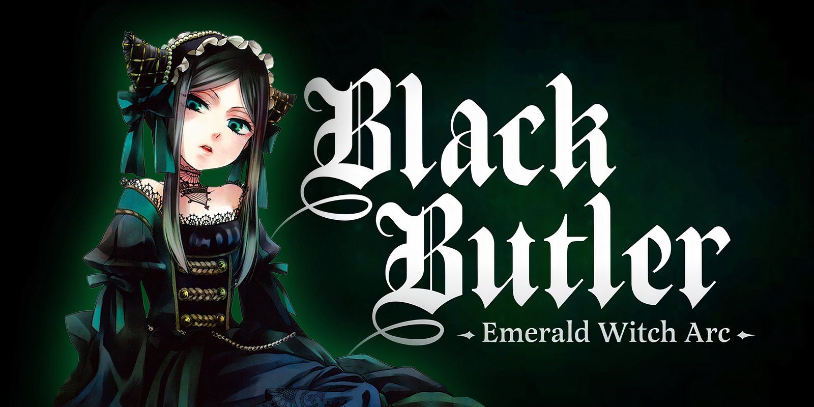 Sieglinde Sullivan de Black Butler sentada em frente à arte do título