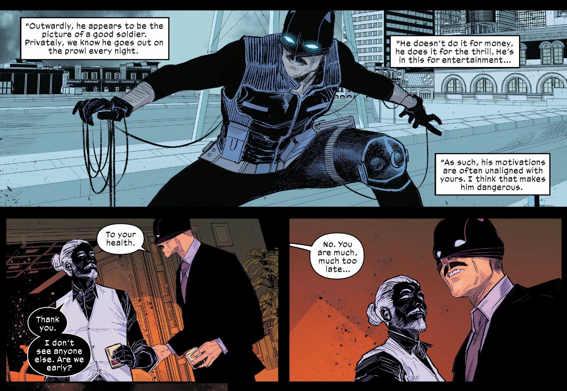 Ultimate Spider-Man #8, Black Cat e Mr. Negative no covil de Wilson Fisk.