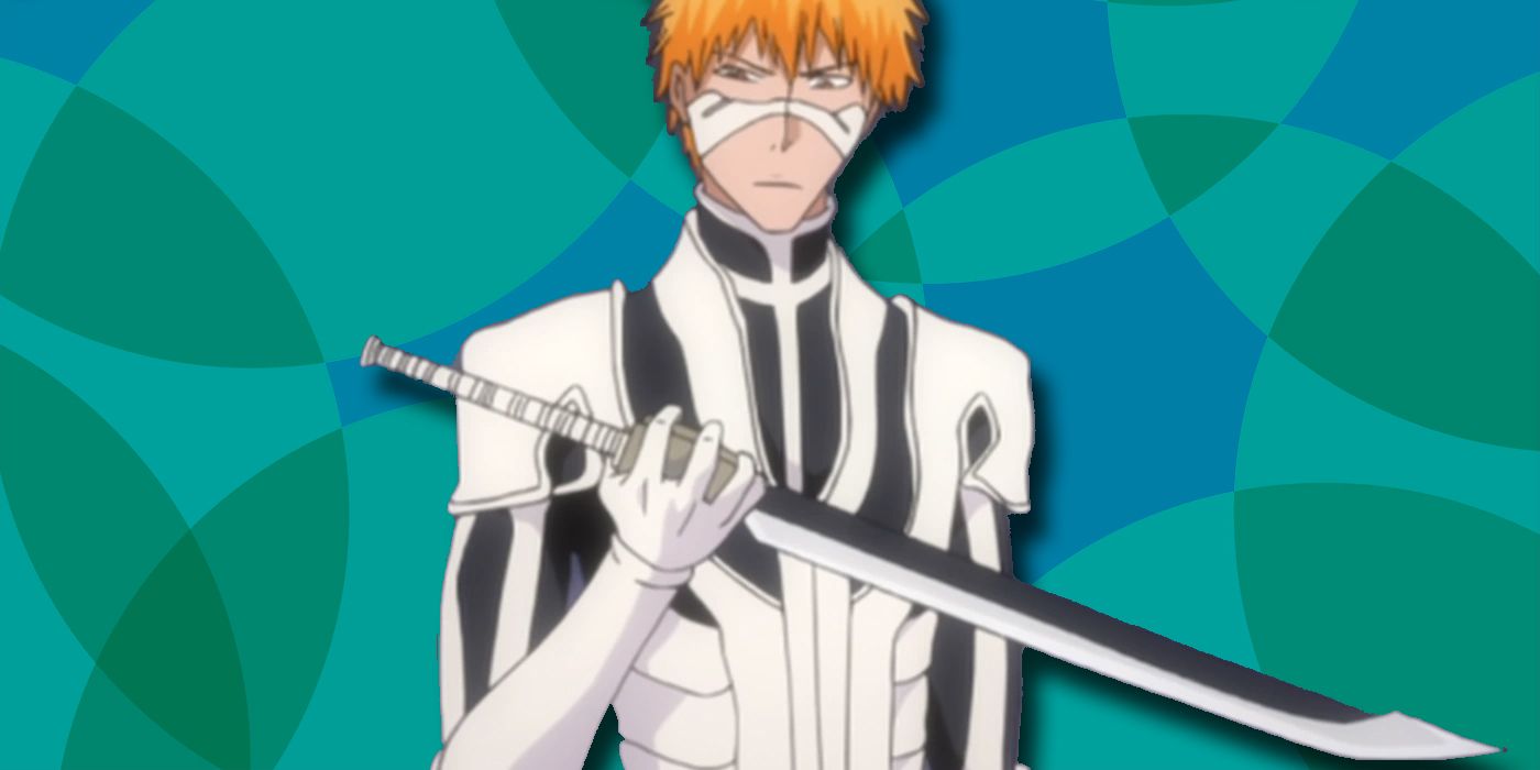Ichigo in his fullbringer outfit on a circular background